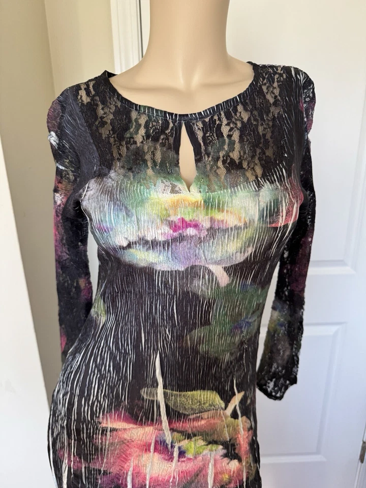 Vestido Komarov Encaje Floral Plisado Fiesta Cóctel Para Mujer Talla M Elástico Midi Foto 4 de 4