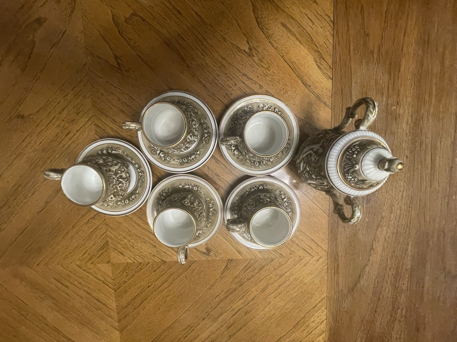 R. Capodimonte Italy Tea Coffee Set Cherubs Italian Vintage Porcelain ...