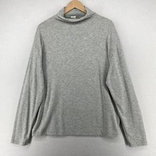 WILFRED FREE ARITZIA Top L Mock Neck Long Sleeve Lounge Brushed Jersey Gray