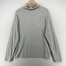 WILFRED FREE ARITZIA Top L Mock Neck Long Sleeve Lounge Brushed Jersey Gray