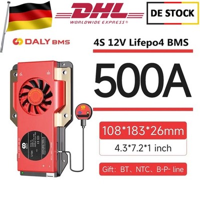 Daly Smart Fan BMS 4S 12V 500A LiFePo4 Battery BMS w/Balance+ Bluetooth Module