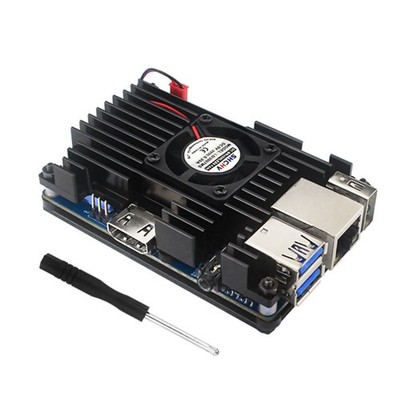 T Aluminum Case with Active Passive Cooling Fan Heatsink Set for Orange Pi 3 LTS