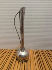 VINTAGE M H Hong Kong e p.. On Zinc Bud Vase Pitcher with Handle 7''