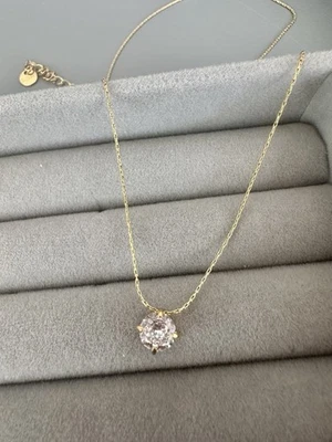 Funkelnde Solitär-Kette 18K Vergoldet Edelstahl Wasserfest Nagelneu Schmuck - Bild 1 von 4