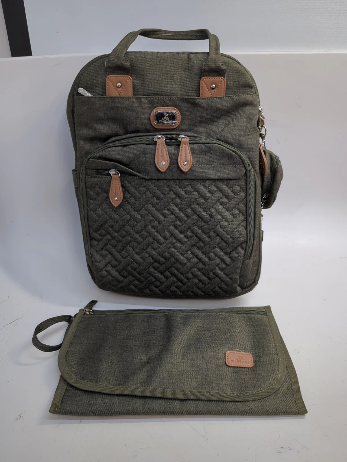 Dikaslon Diaper Bag Backpack With Portable Changing Pad & Pacifier Case Green