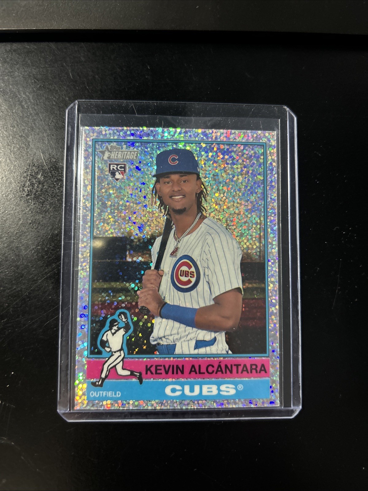Kevin Alcantara RC 2025 Topps Heritage #353 Chrome Variation Silver Sparkle Cubs