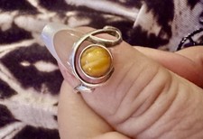 Sterling Silver 925 open scroll Tiger eye stone wrap ring boho hippie