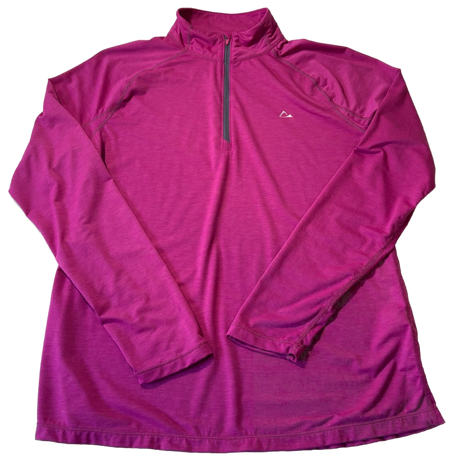 Paradox Fuscia Women L Large Merino Blend Activewear Pullover 1/4 Zip Base Layer
