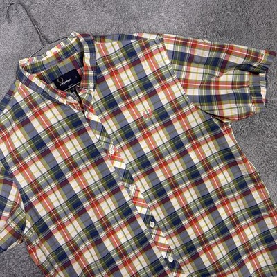 Fred Perry Shirt Mens L Slim Tartan Check Madras Mod 60s Roll Tab Sleeve