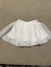 First Impressions Girls Tutu Skirt White 100% Polyester Tulle Elastic Waist 3-6M