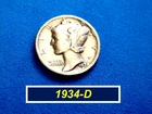 1934-D Mercury Dime ➳ Circulated as Pictured  ➳  334D