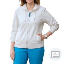 Lauren Ralph Lauren Active L-RL Womens Zip Up Athletic Jacket White Blue Trim M