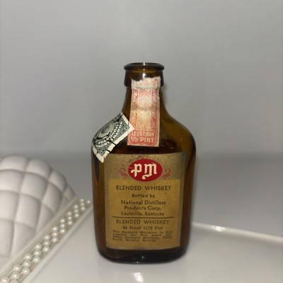 VTG PM Blended Whiskey Bottle 1946 Antique Bottle Less Than 1/2 Pint Rare Unique