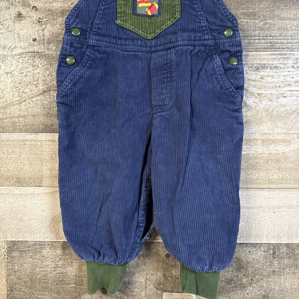 Vintage Rainbow Tag Gymboree Baby Boys Clothes SZ XS 12-18M Corduroy Overalls - Imagem 3 de 4