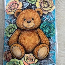 Colorful Bear/ HAND COLORED BOOK MARK. Laminated