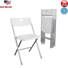 Folding Chairs 4-Pack Steel Frame Easy Clean Resin Indoor Outdoor Seating Home