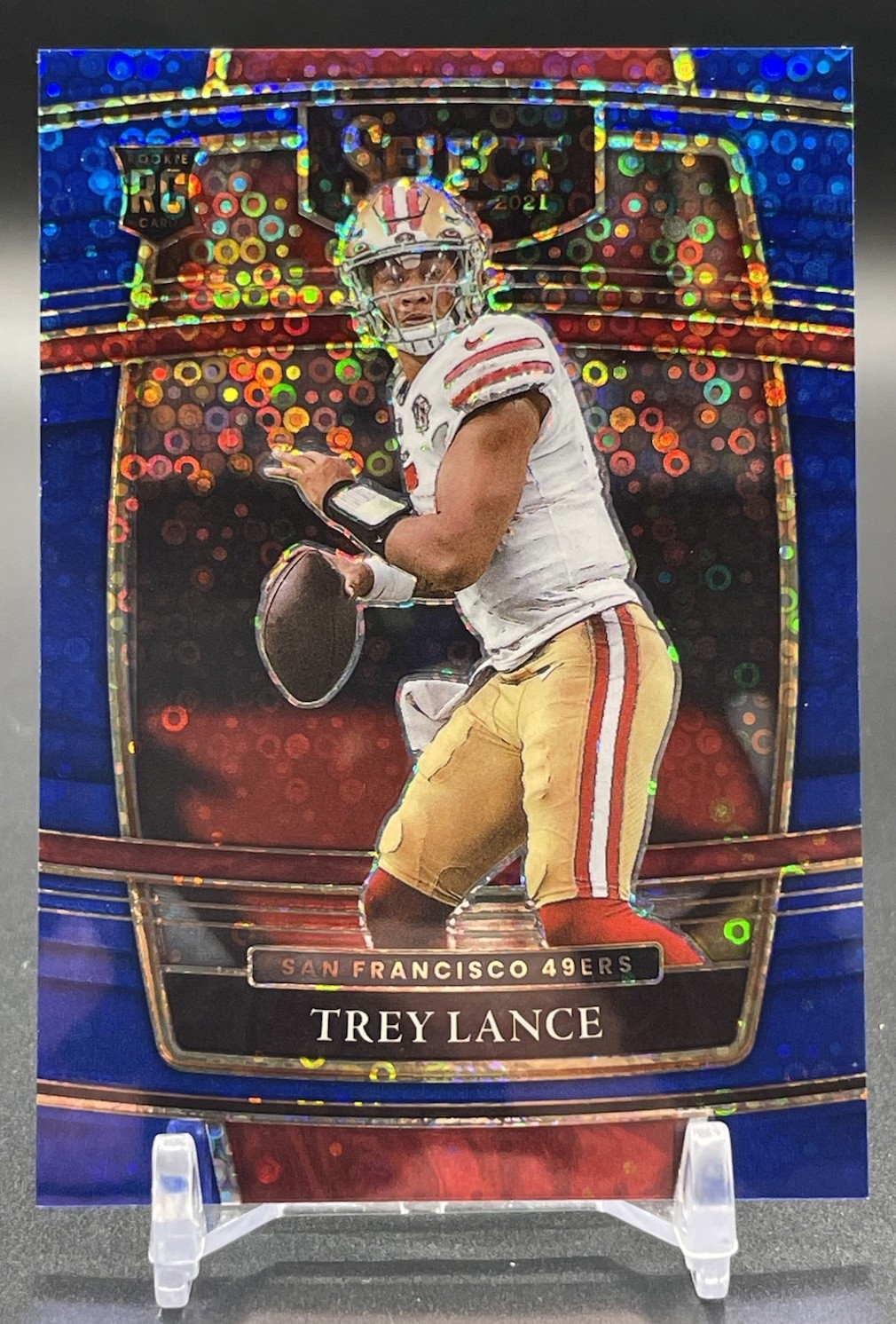 2021 Panini Select Trey Lance #45 Blue Disco No Huddle /25 RC 49ers