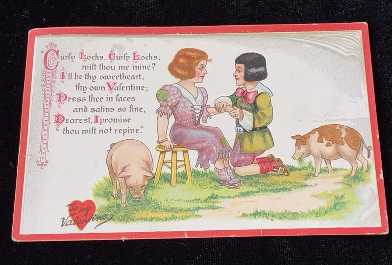 Vintage 1910 Tuck’s Little Nursery Lovers Curly Locks Valentine Postcard