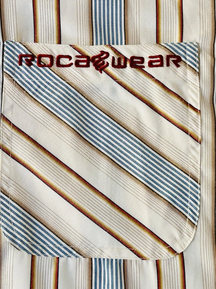 Camisa social masculina Rocawear vintage listrada manga longa mistura de algodão tamanho 3XL nova com etiquetas - Imagem 4 de 4