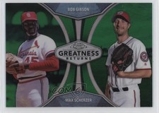 2019 Chrome Greatness Returns Green Refractor 73/99 Bob Gibson Max Scherzer za5