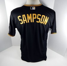 2015 Pittsburgh Pirates Adrian Sampson # Game Issued Black Jersey PITT33153