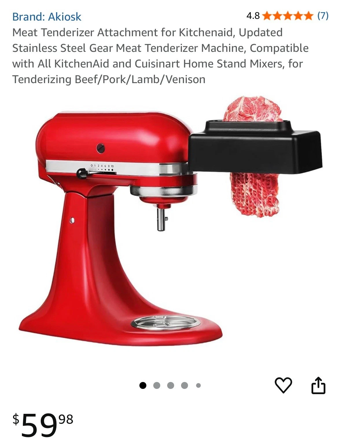 Meat Tenderizer Attachment for All KitchenAid/Cruisart Household Stand Mixer