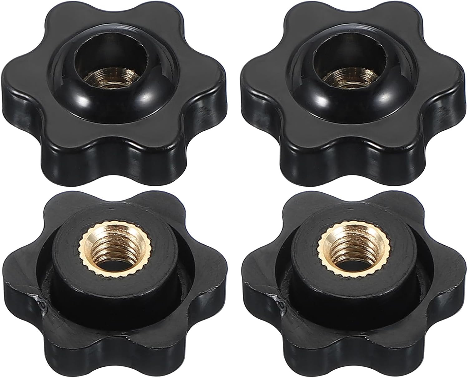 M6 X 25Mm through Hole Knob Nut Screw, 4 Pcs Brass Screw-On Female Thread Knob P