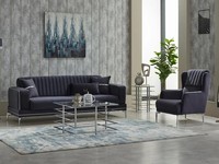 Couchgarnitur Dreisitzer Polstersofa Stoffsofa 2Tlg Grau Sofa Sessel