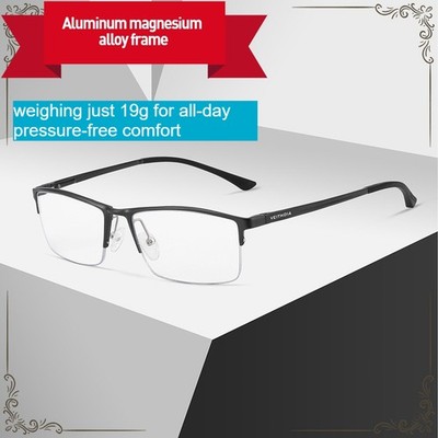 Men's Half Rim Glasses Frame Aluminum Magnesium Alloy Lightweight Optical Frame