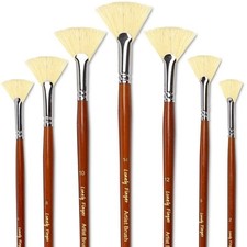 7PCS Pro Art Fan Painting Brushes Set Acrylic Oil Watercolor Artist Paint Brush