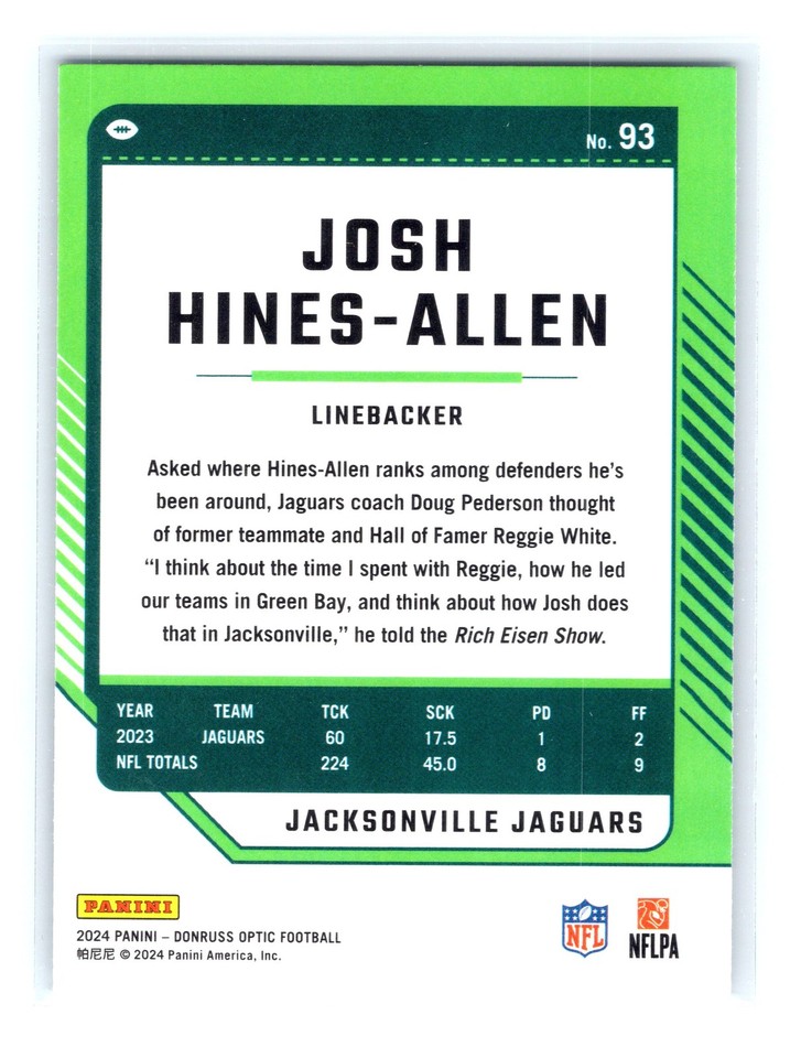 2024 Panini Donruss Optic Football 93 Josh Hines Allen Jacksonville 2024-panini-donruss-optic-football-93-josh-hines-allen-jacksonville