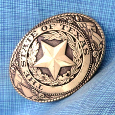 State Of Texas Star Belt Buckle Solid Brass Vtg 80s Tony Lama Exclusive .GMP273