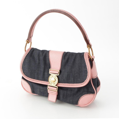 Miu Miu Denim Leather Shoulder Bag Pink Trim Y2K Archive One