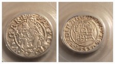1553-KB Hungary Silver Denar - Ferdinand I - PCGS AU53 - Madonna & Child