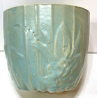 Vintage McCoy Pottery Lotus Jardiniere Planter Aqua / Sea Foam 7.25” x 6.5”