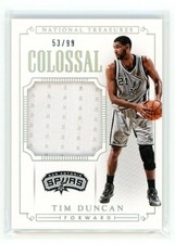 2014-15 Panini National Treasures Colossal GAME USED Tim Duncan Jersey /99 Spurs