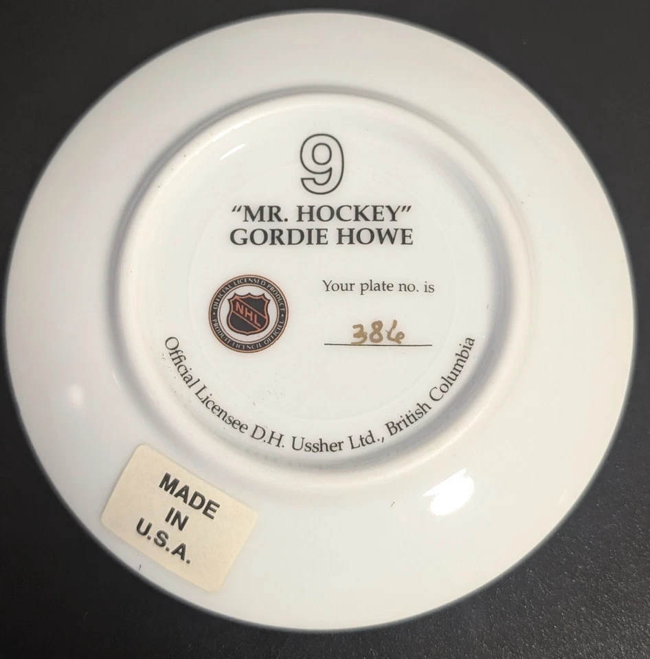 GORDIE HOWE MR HOCKEY NHL LICENSED COLLECTOR PLATE D.H. USSHER #386 - Image 2 of 2