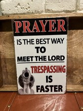 New Tin No Trespassing Metal Sign, 8x12, Man Cave, Garage, Hunting, Humor