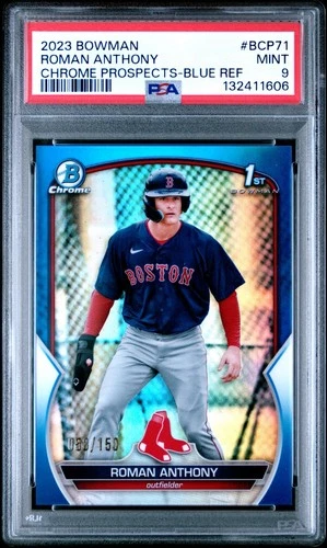 2023 Bowman ROMAN ANTHONY Chrome 1st BLUE /150 REFRACTOR PSA 9 Mint Red Sox🔥