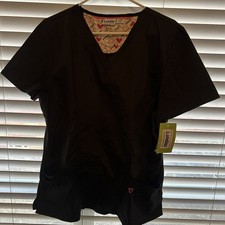 Landau Made Better 4-Pocket V-Neck Scrub Top  Size Large  Black NEW with tags