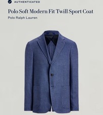 NWT Polo Ralph Lauren Soft Modern Fit Twill Sport Coat Blue 42S MSRP 498