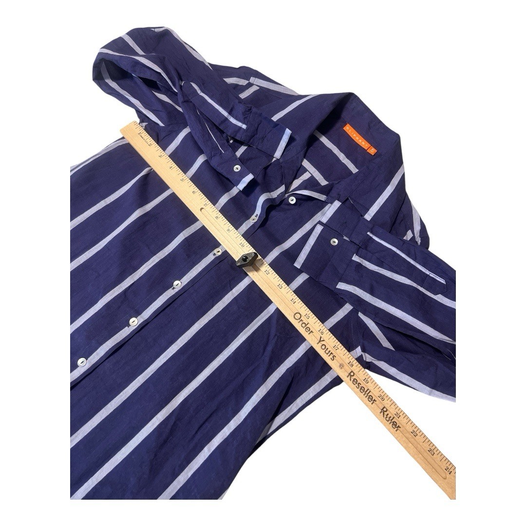Oliphant Blue Striped Button Down Long Sleeve Top… - image 4