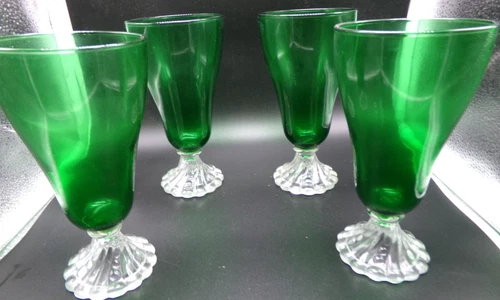 Set Of 4 Vintage Anchor Hocking  Inspiration Green Boopie Burple 6-3/4" Goblets