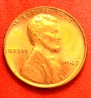1947-P Lincoln Wheat Cent Penny GEM RED BU From an Original Bank Roll