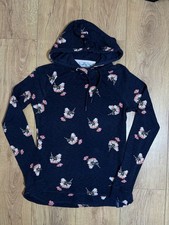 Joules Marlston Hoodie Womens Size 10 Navy Blue Floral Cotton Hooded Sweatshirt