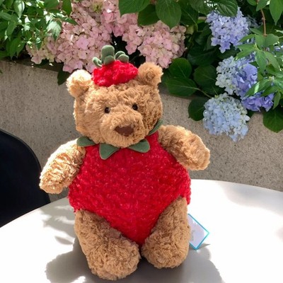 Jellycat Bartholomew Bear Strawberry Soft Plush Toy with Removable