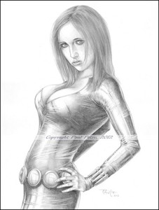 Black Widow large original pencil drawing