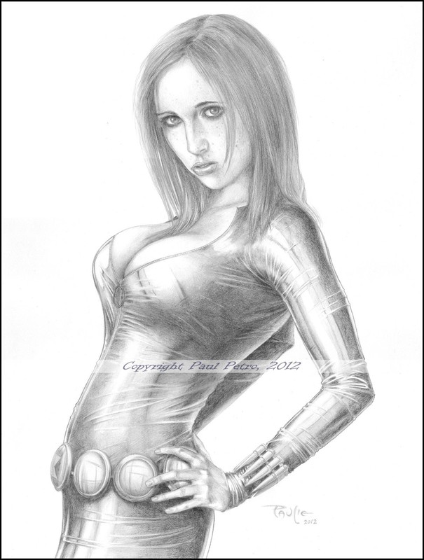 Black Widow large original pencil drawing