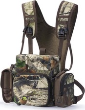 Binocular Harness Chest Pack with MOLLE System, 2 Detachable Pouches, Silent
