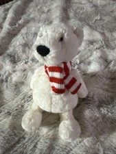 Jellycat Small Tiny Polar Bear Bashful White Polar Bear Red Scarf Plush 8 Mint